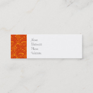 Vibrierende elegante orange Damast-Spitze-Girly Mini Visitenkarte