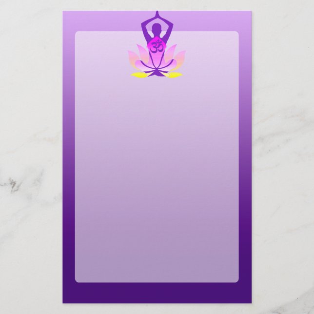 Vibrierende Farbom-Lotos-Yoga-Pose Briefpapier (Vorderseite)