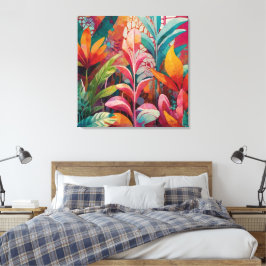 Vibrierende, florale Akrylenkultur - reich, farben Leinwanddruck