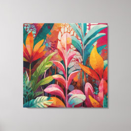 Vibrierende, florale Akrylenkultur - reich, farben Leinwanddruck