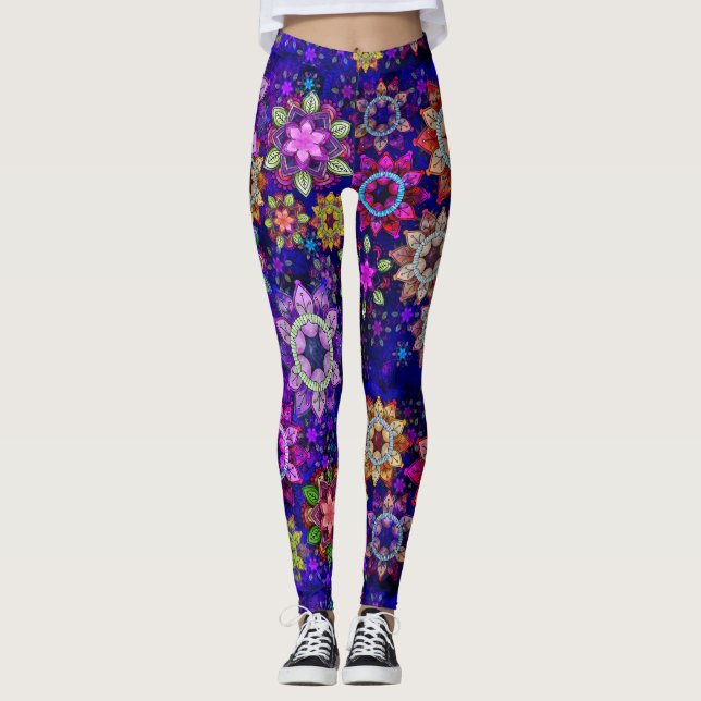 Vibrierende Mandalas von Wasserfarben Leggings (Vorderseite)