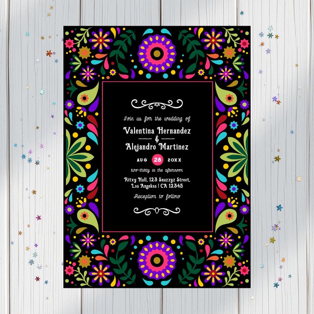 Vibrierende mexikanische Fiesta Floral Wedding Einladung (Vibrant Mexican Fiesta Floral Wedding Invitation)