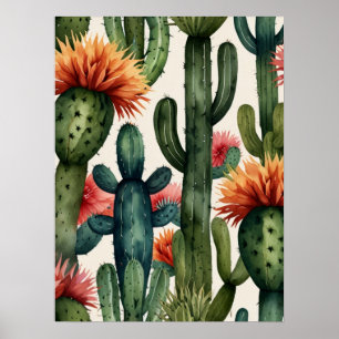 Vibrierende mexikanische Kakteen Art Print Poster