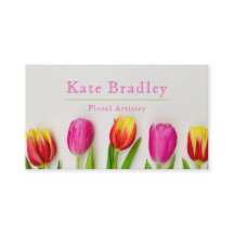 Vibrierende Pink & Green Tulip Blume Visitenkarte
