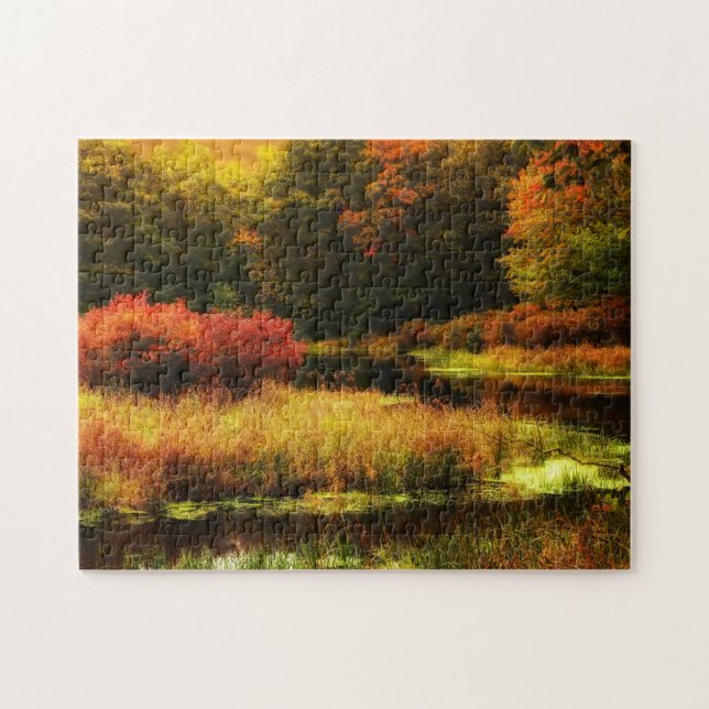 Vibrierende Poconos Herbst-Szene Puzzle (Horizontal)