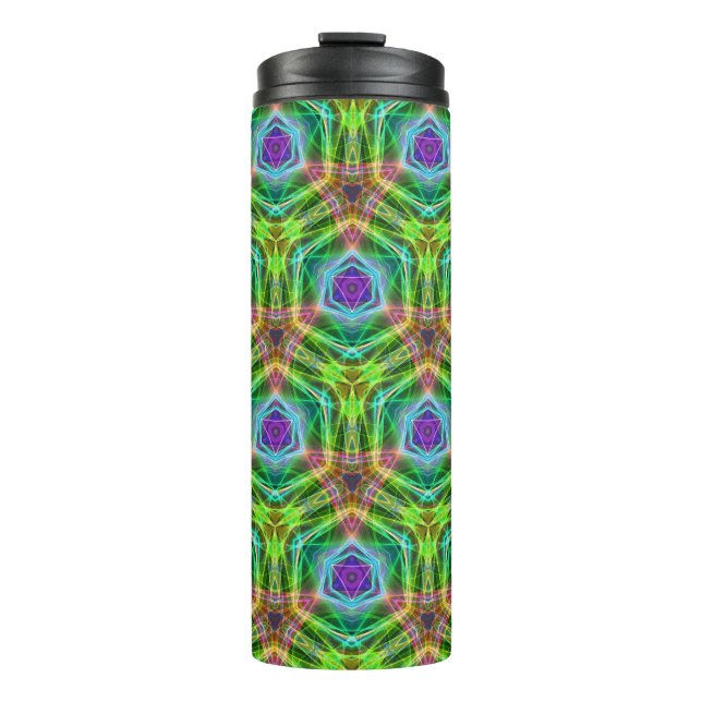 Vibrierende psychedelische Farben und Formen Thermosbecher (Vorderseite)