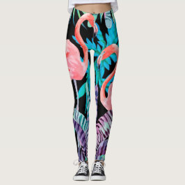 Vibrierende, rosa Flamingodruck-Leggings Leggings