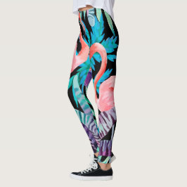 Vibrierende, rosa Flamingodruck-Leggings Leggings