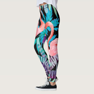 Vibrierende, rosa Flamingodruck-Leggings Leggings