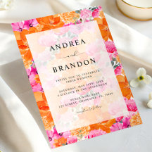 Vibrierende Rosa- und Orangefarbene Blumenhochzeit