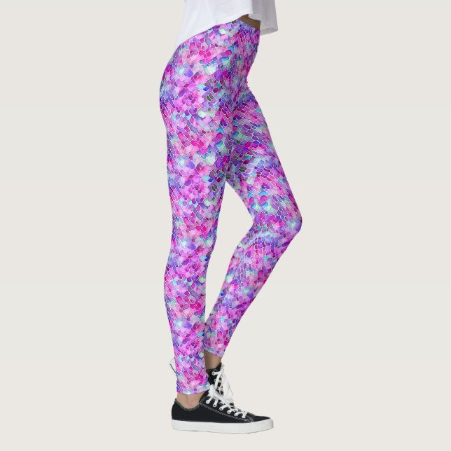 Vibrierende Skalen in Aquarellfarben Meerjoga-Legg Leggings (Rechts)