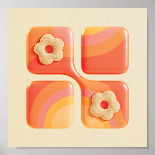 Vibrierende Tufted Flower 3d Art Print - Square Fo Poster (Vorne)