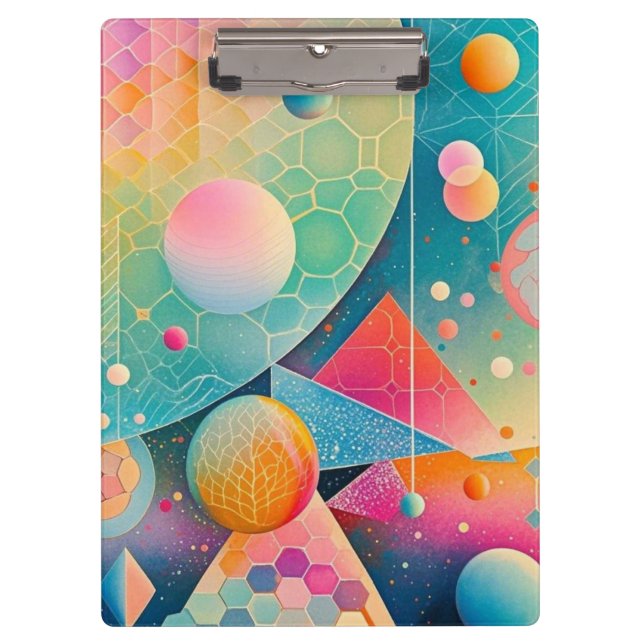 Vibrierende und skurrile abstrakte Kunstwerke, geo Klemmbrett (Vorderseite)