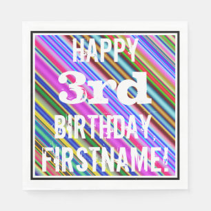 Vibrierender, bunter 3. Geburtstag + Individueller Serviette