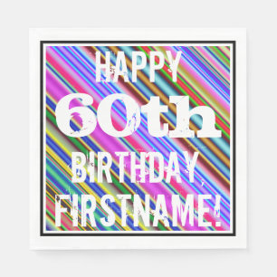 Vibrierender, bunter 60. Geburtstag + Serviette