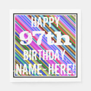 Vibrierender, bunter 97. Geburtstag + Serviette