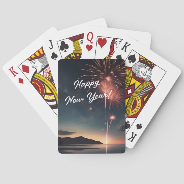 Vibrierender Feuerwerk Night Sky New Year Poker Spielkarten (Rückseite)