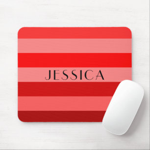Vibrierender roter gestreiftes Muster-Name Mousepad