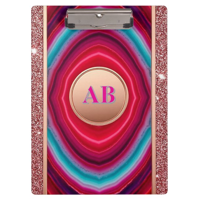 Vibrierendes Abstraktes Agate-Muster mit schlacken Klemmbrett (Vorderseite)