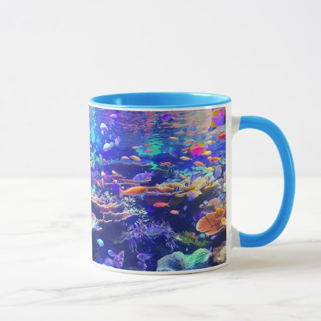 Vibrierendes buntes tropisches Fisch-Aquarium Tasse (Rechts)