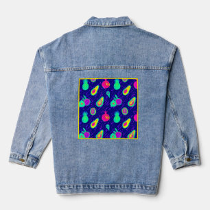 Vibrierendes Neon Fruits Design Jeansjacke