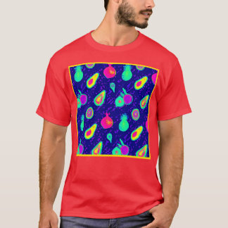 Vibrierendes Neon Fruits Design T-Shirt