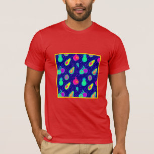 Vibrierendes Neon Fruits Design T-Shirt