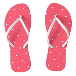 Vibrierendes Rosa und Weiß mit Punkten Flip Flops