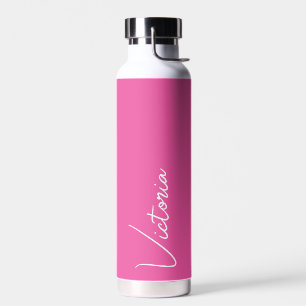 Vibrierendes Rosa und Weiß Personalisiert Trinkflasche