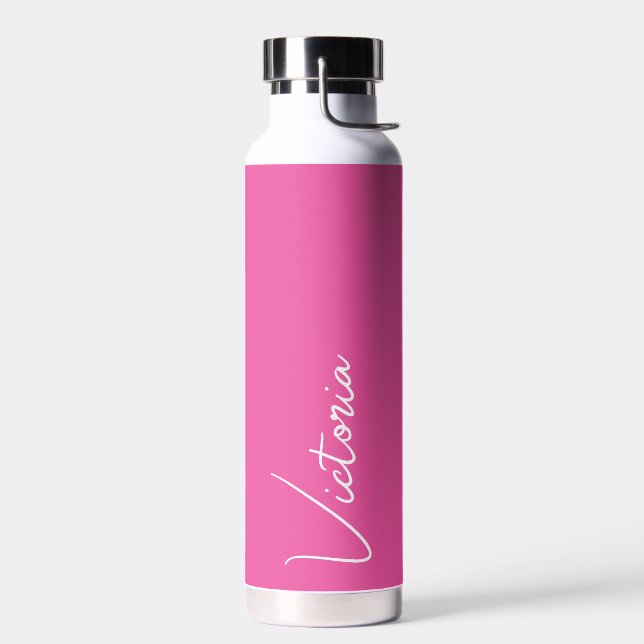 Vibrierendes Rosa und Weiß Personalisiert Trinkflasche (Links)