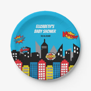 Vibrierendes Superhero-Geburtstags-Gastgeschenk Pappteller