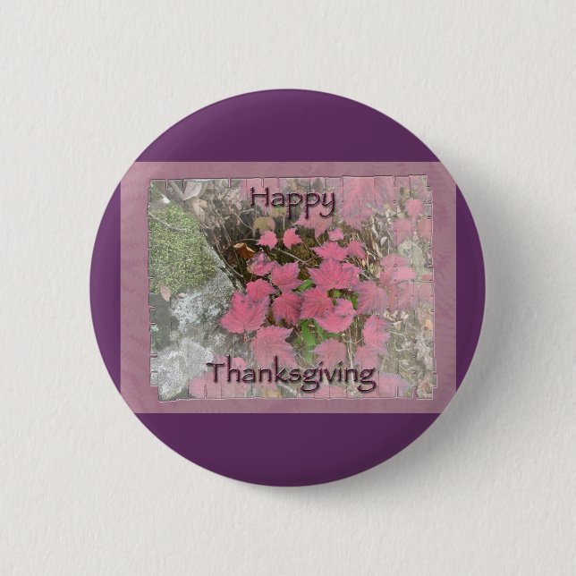 Viburnum Fall Foliage Happy Thanksgiving Items Button (Vorderseite)