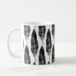 Viburnum Leaf Printwerbung aus schwarzem und weiße Kaffeetasse