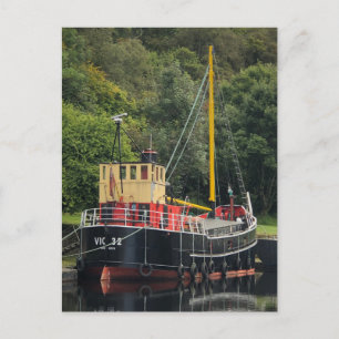 Vic32 Pufferboot im Crinan-Kanalbecken, Schottland Feiertagspostkarte