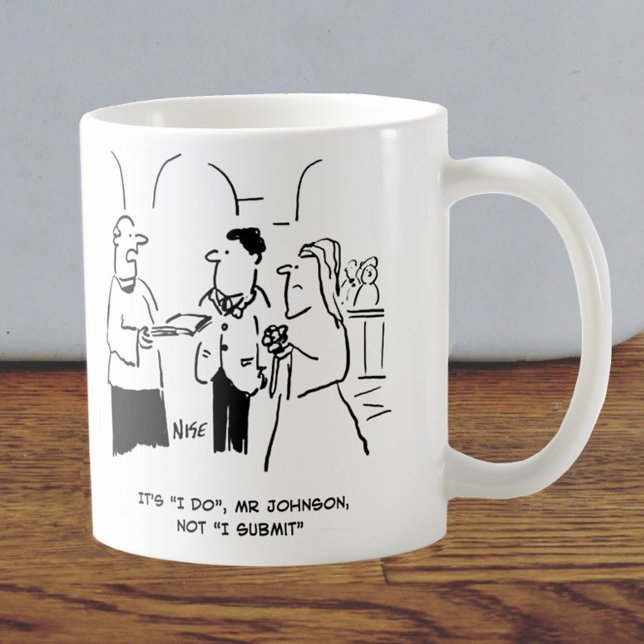 Vicar bei Wedding sagt Bridegroom, dass er "Ich tu Kaffeetasse (Von Creator hochgeladen)