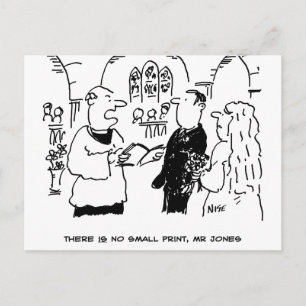 Vicar & Bridegroom bei der Hochzeitsheirat-Zeremon Postkarte