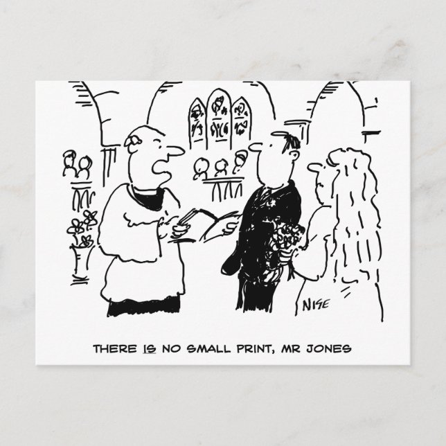 Vicar & Bridegroom bei der Hochzeitsheirat-Zeremon Postkarte (Vorderseite)