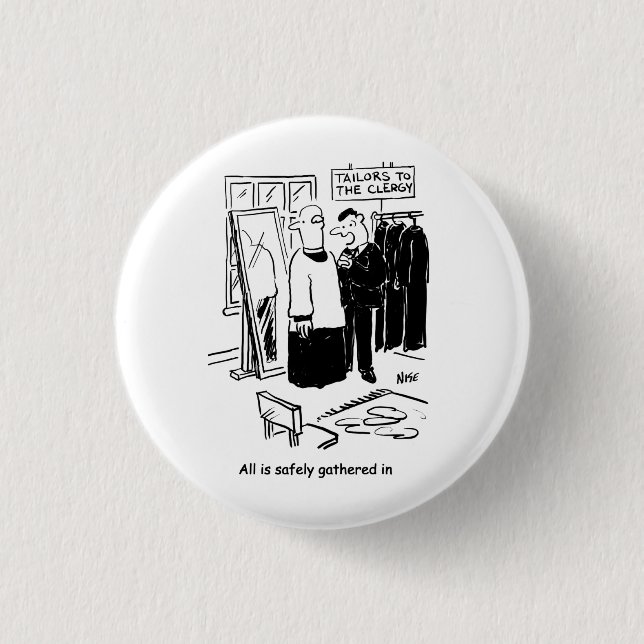 Vicar hat einen Cassock Fitting Church Cartoon Button (Vorderseite)