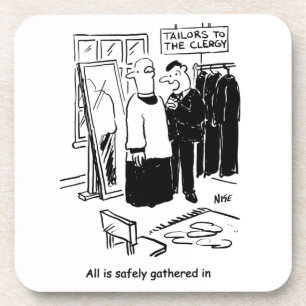 Vicar hat einen Cassock Fitting Church Cartoon Getränkeuntersetzer