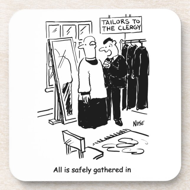 Vicar hat einen Cassock Fitting Church Cartoon Getränkeuntersetzer (Vorderseite)