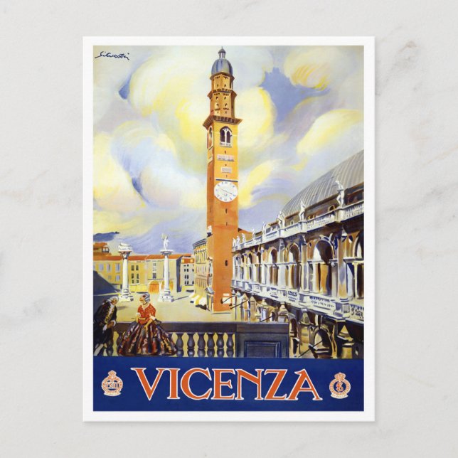 Vicenza Italien Vintage Reise Postkarte (Vorderseite)