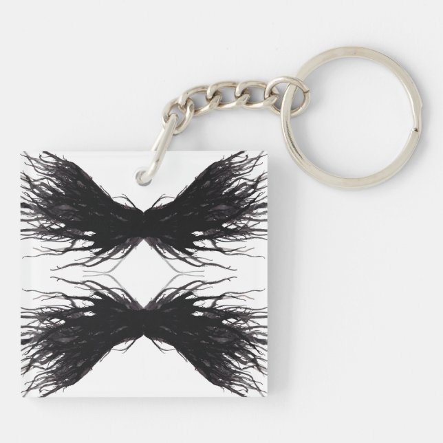 Vices Abstract Black Wings Alcohol Ink Art Schlüsselanhänger (Rückseite)