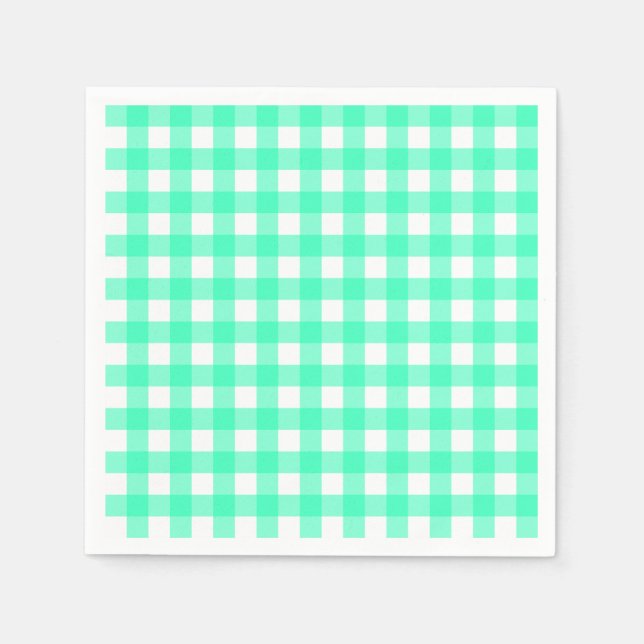 Vichy Bleu Turquoise Serviette (Vorderseite)
