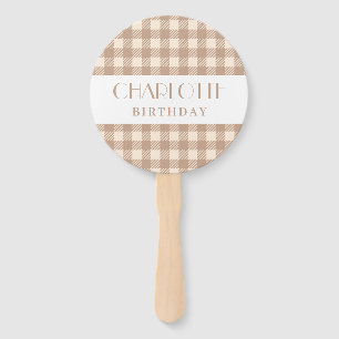 Vichy Braunbeige Gingham karierte Hochzeit Fächer