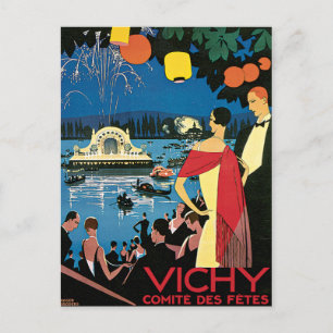 Vichy France Comite des Fetes Art 1926 Nachtlicht Postkarte