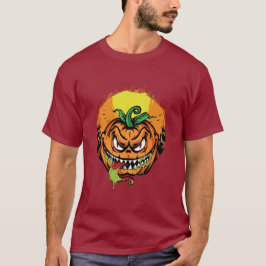 Vicious Orange Halloween Slime Monster Pumpkin  T-Shirt