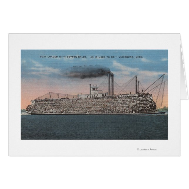 Vicksburg, MS - View of Boat with Cotton Onboard (Vorderseite (Horizontal))
