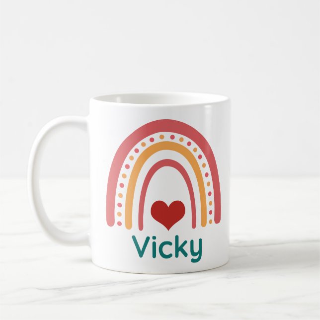 Vicky Name Vintag Boho Rainbow Kaffeetasse (Links)