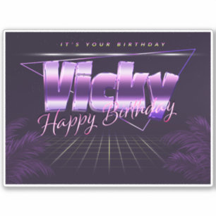 Vicky Name Vorname lila retro Sticker Geburtstag