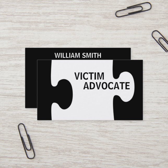 Victim Advocate Puzzle Piece Visitenkarte (Vorderseite/Rückseite Beispiel)